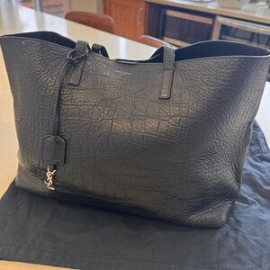 Saint Laurent black crocodile calfskin tote bag